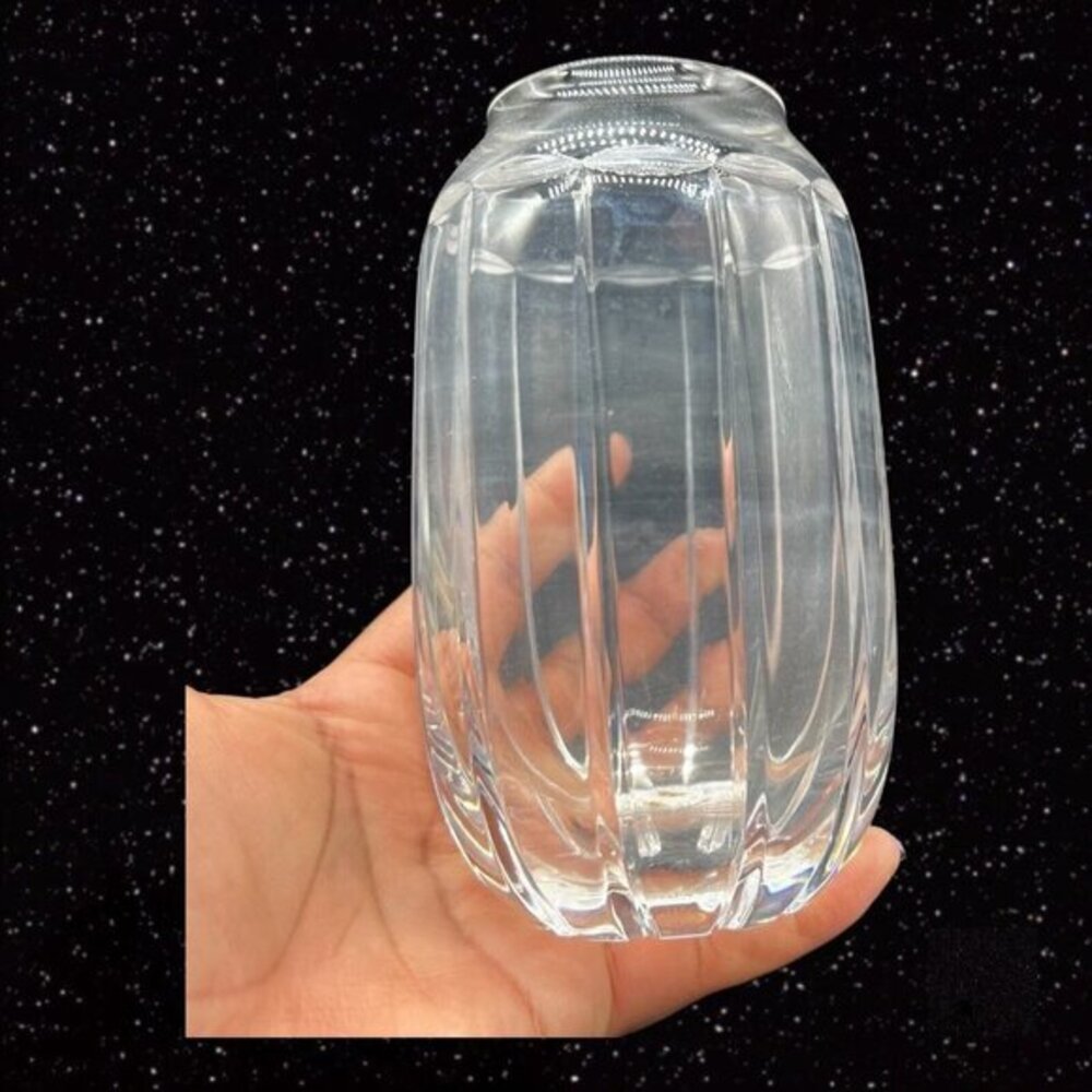 European‎ Art Glass Vase Crystal Clear Mid Century Vintage Glass 6”T 2”W